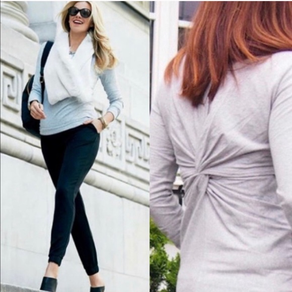 CAbi Tops - Cabi Twist Turn Tee Heather Gray long sleeve shirt